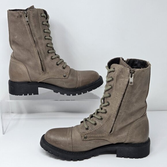 Zigi  Womens 8 Combat Boots Leather 90s Y2K Grunge Lace Military Soho Rosaline - Picture 2 of 8